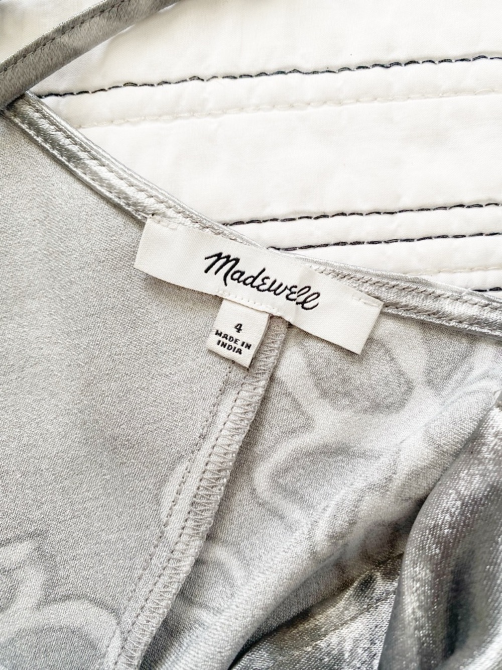 Madewell Metallic Midi Slip Dress in Floral Liquid Metal Silver size 4 - Picture 9 of 13